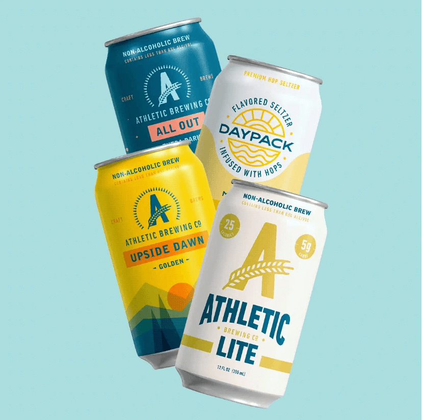 A variety of Athletic Brewing beers